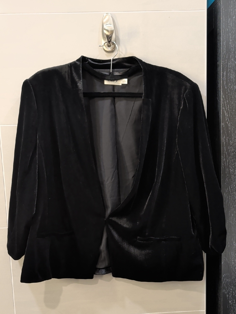 Eliza J Black Velvet Jacket with Satin Trim